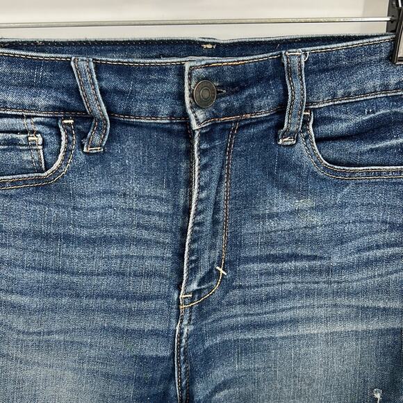 Abercrombie & Fitch Junior's High Waisted Blue Denim Cuffed Shorts Size 8R - Picture 2 of 14